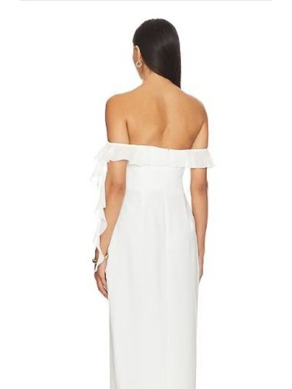 NWT Amanda Uprichard Women's Ivory Copellia Ruffle Dress Size Large 3449 - Picture 9 of 16